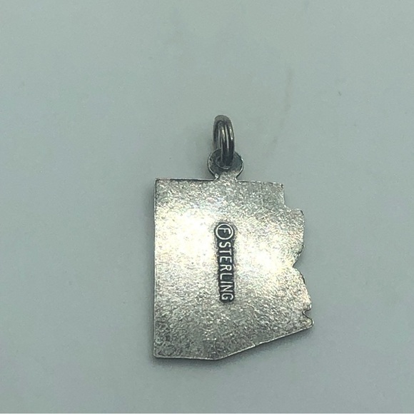Vtg Sterling Arizona Map Grand Canyon Tucson Souvenir Charm / Mini Pendant .8” - Picture 2 of 3